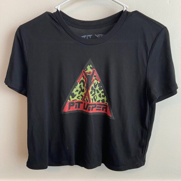 Pit Viper Tops - Put Viper Black Logo Cropped Short Sleeve Shirt